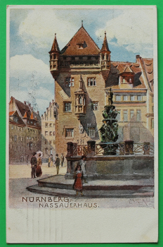 AK Nürnberg / 1906 / Nassauerhaus / Brunnen / Künstler Karte